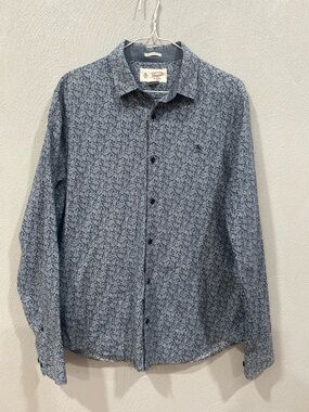 Original Penguin Heritage Slim Fit Shirt Men’s L Blue Ditsy Floral Long Sleeve